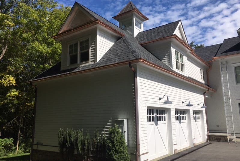 Copper Gutters On A White House