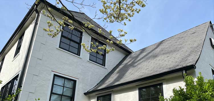 Black Gutters on a White House Westchester
