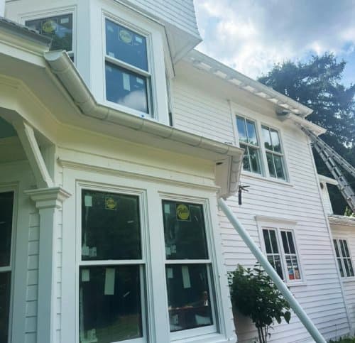 White Half-Round Gutters
